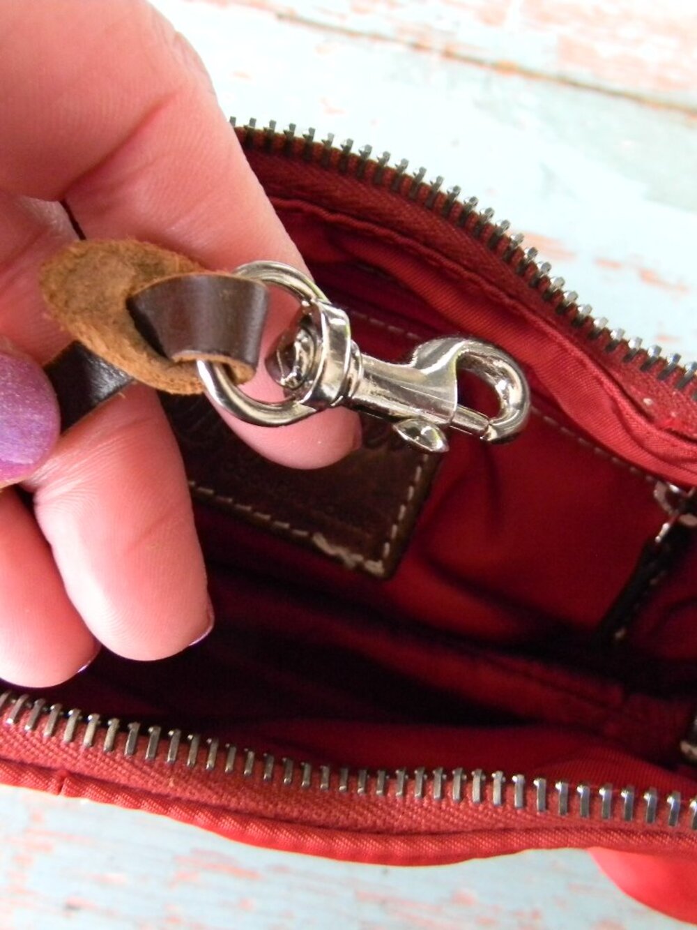 Dooney & Bourke Wayfarer RED Nylon Mini Shoulder Bag with Leather Trim Y2K - Picture 9 of 11